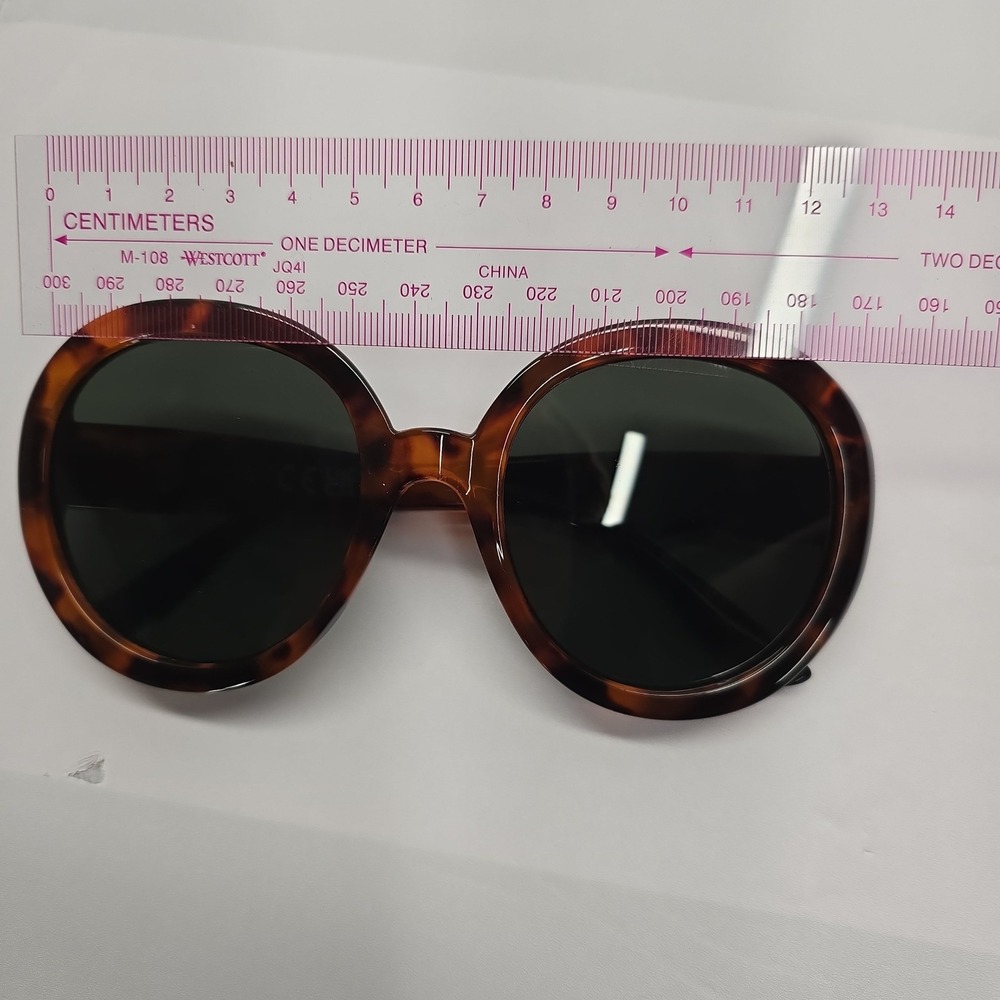 NEW Oversized Round Tortoise Shell Sunglasses Brown Retro Style Dark Lens - Picture 6 of 8